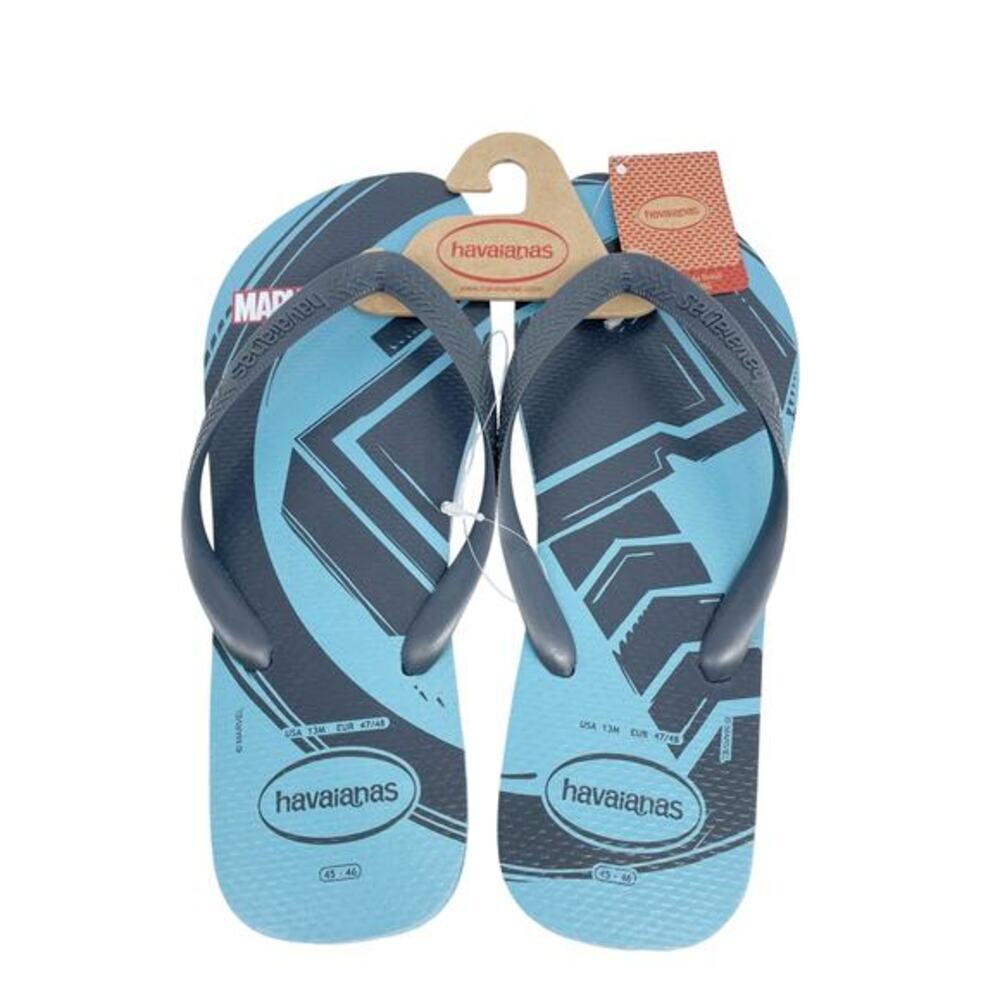 Havaianas Men's Marvel Logomania Top Flip Flop‎ Tranquility Blue Size 13M